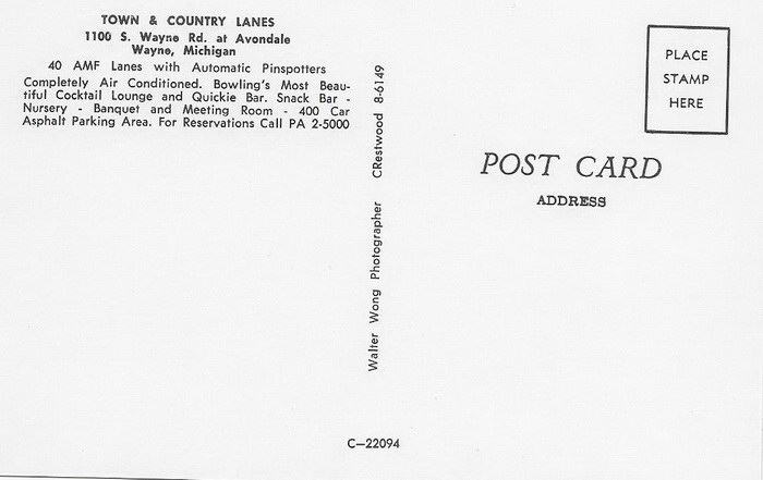 Town N Country Lanes - Postcard (newer photo)